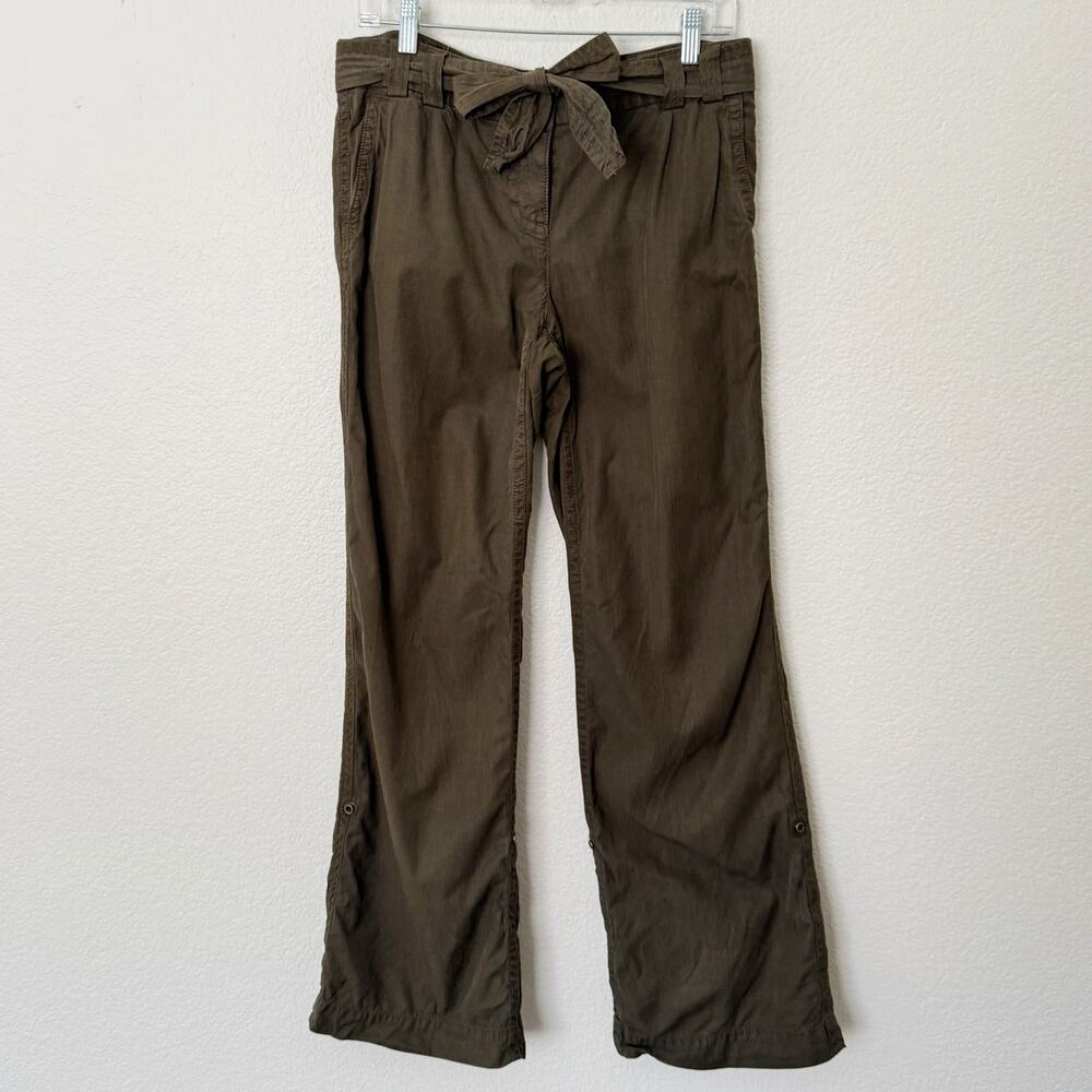 [J. Crew] Olive Green City Fit Straight Leg Utility Pants Belted Roll Tab Size 4